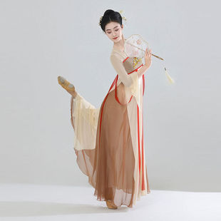 Classical Dance Costume Elegant Women's Han and Tang Qi Chest Dress Performance Practice Clothing Floating Belt Rhyme Performance Costume Long Fairy Style