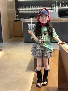 2025 summer new children's clothing Korean children's clothing girls cartoon printed T-shirt short sleeve loose round neck T-shirt