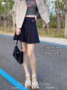 Pleated Skirt Women's Summer 2023 New Grey Skirt High Waist A- Line Slimming College Style jk Short Skirt for Spring and Autumn