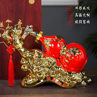 Jingdezhen Creative Ceramic Wine Bottle 5kg Fulu Birthday Wedding Banquet Gourd Liquor Pot Empty Wine Pot Wine Cabinet Decoration