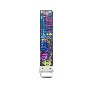 Cross-border Explosions Fashion Metal Buckle Diamond Wrist Strap Keychain Custom Pattern Leather Keychain Wholesale