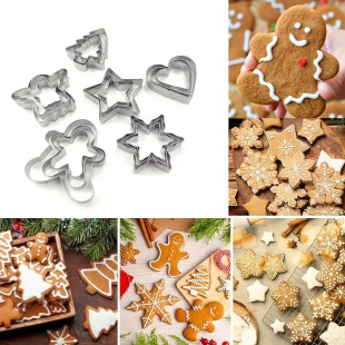 Christmas Cookie Mold Christmas Tree Heart Shape Angel Gingerbread Man Angel Stainless Steel Cookie Mold