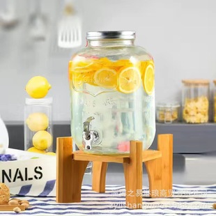 Coke barrel with faucet cold water beverage barrel lemon sparkling wine glass bottle juice jar container factory direct sale with shelf