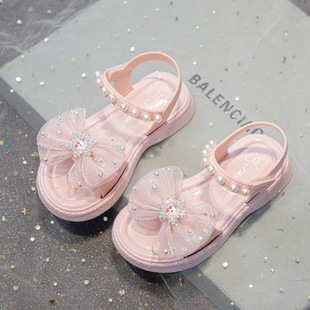 School Princess Style Girls' Sandals New Soft Sole Non-slip Large Children's Sandals Fashionable All-match Princess Elsa Sandals
