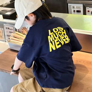 Boys' Summer Short-sleeved T-shirt Trendy Brand 2023 New Children's Clothes Big Boy's Street Dance Hip-hop T-shirt Summer Thin T-shirt