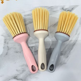 Household Cylindrical Pot Brush Kitchen Multifunctional Cleaning Brush Brush Pot Washing Bowl Decontamination Non-staining Brush Long Handle Plastic