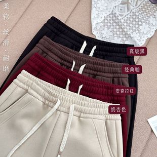 [Wool Mulberry Silk] Dosing Straight Narrow Wide Leg Pants Women's Winter fleece-lined Thickened Pants Other
