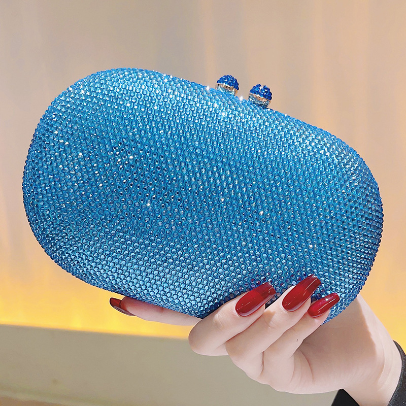Eggshell crystal bag, sparkling rhinestone clutch, European and American style small wallet, evening dress bag, party bag.