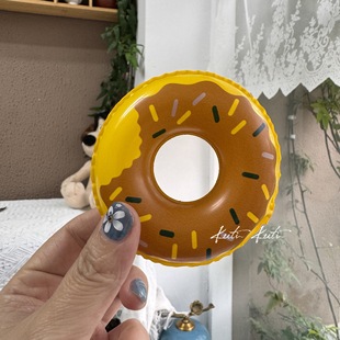 Water-free mini swimming ring baby water play toy soft glue duckling donut doll toy accessories