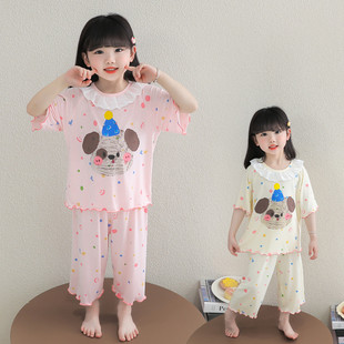 Girls Pajamas Girls Summer Thin Modal Baby Girl Air Conditioning Clothes Separates Suit Summer Children's Home Clothes