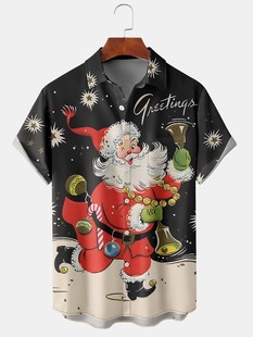 2023 fashion shirt Christmas elements new 3D digital printing casual cross-border men's factory outlets