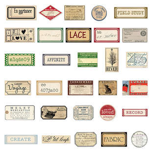 60 European and American Style Retro English Notes Stickers Laptop Handbook Mobile Phone Shell Decorative Waterproof Stickers