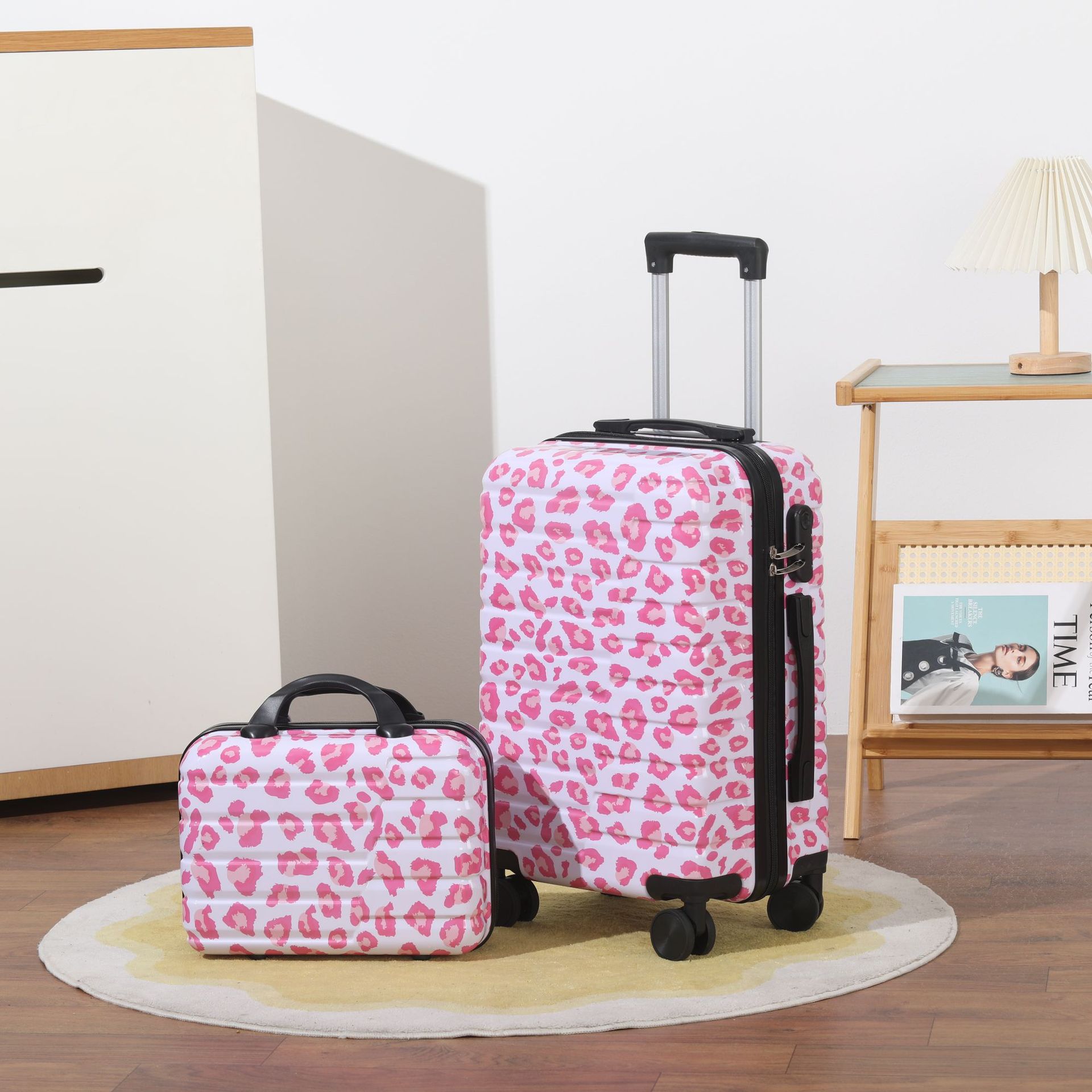 Sexy Leopard Print Trolley Suitcase 20inch Double Suitcase Pattern Suitcase Men and Women Gift Boarding Suitcase Cross-Border Suitcase