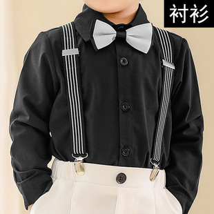 Autumn children's shirt baby boys' Korean style children's white long-sleeved cotton shirt handsome inner wear children's clothing spring fleece-lined