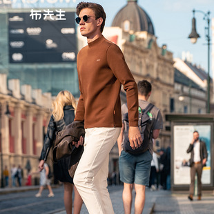 [Same Style as Tong Daiwei] Mrbu Hot Bile Half Turtleneck Warm Long-Sleeved T-Shirt Men's Winter Thickeneded Bottoming T-Shirt