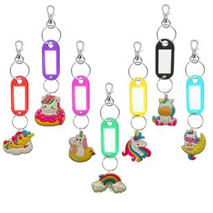 Cross-border Fluorescent Unicorn Colorfulful Plastic Sign Key Tag Aliexpress Key Tag Keychain