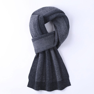 100 Pure Wool Scarf Wool High-end Fashion Winter Gift Scarf Warm Scarf Wool Striped Scarf for Men