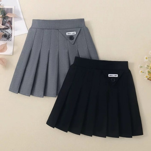 Girls' Pleated Skirt 2025 Spring and Autumn New Solid Color Skirt for Older Children Versatile Jk Short Skirt Autumn