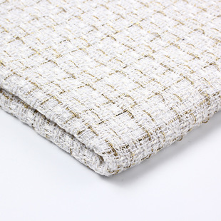 Gold Silk Woven Small Chanel Style Wool Fabric Autumn and Winter Plaid Coat Wool Fabric Jacquard Garment Plaid