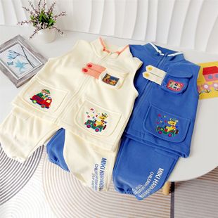 Foreign Trade Japanese Mikiclever24 Autumn New Japanese Boys and Girls Bear Car 5063 Car Vest suit Tide