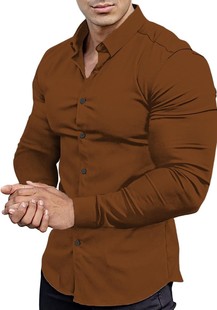 Cross-border European and American Independent Station Men's Long Sleeve Shirt 3D Printing Business Casual Non-ironing Solid Color Lel Shirt