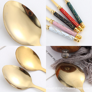 Cross-Border Stainless Steel Spoon Household Western Tableware Creative Internet Celebrity Dessert Spoon Coffee Spoon Six-Piece Gift Box Wholesale