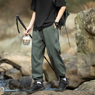 Casual pants men's 2024 summer zipper full-open windproof waterproof oil three-proof pants outdoor assault pants cross-border