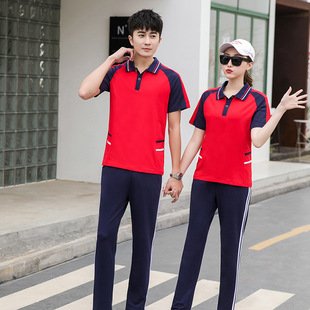 Summer School Uniform British Academy Style Games Class Uniform suit Early Senior high school Pupils Summer Short-sleeved T-shirt Group Buying