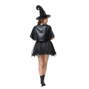 European and American Halloween cosplay black hollow lace female witch party costume stage costume wholesale