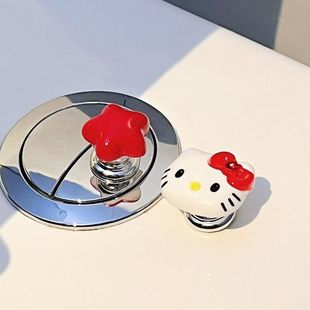 Cute Kt Cat Toilet Press Button Long Manicure Nail Auxiliary Flushing Universal Button Waterproof Paste