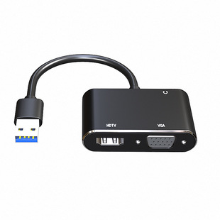USB3.0 в HDMI + VGA HD Видеоконвертер USB 1/2 в двойной порт Тот же выход с аудио