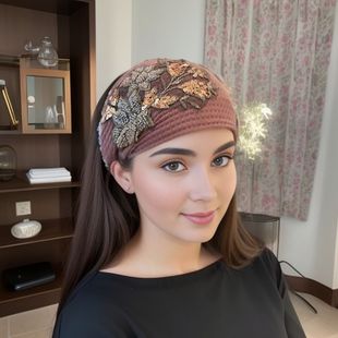 Europe and the United States cross-border new fashion wide-brimmed knitted flower hair band autumn and winter fashion western style warm retro headscarf ladies