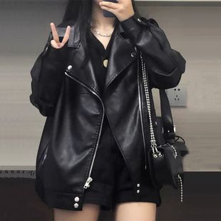 Maillard Leather Jacket Women's Autumn and Winter Women's Locomotive Short Black Explosions cotton and thickening Leather Jacket Small