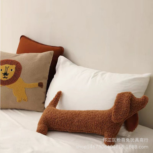 Cartoon Animal Dachshund Pillow Plush Strip Pillow Cute Cushion Nap Pillow Lumbar Pillow Neck Pillow Bedroom