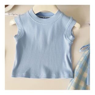 Girls Summer suit 2025 New Style Girls Sports Children Sleeveless Vest Two-piece Set