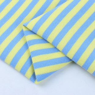 Double-sided horizontal stripe Pearl cloth yarn-dyed knitted 32 cotton polyester stretch stripe women's fashion brand fabric