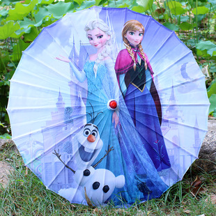 Scenic selling classical style cartoon small flower umbrella Frozen Princess Aisha small size children oil paper umbrella wholesale