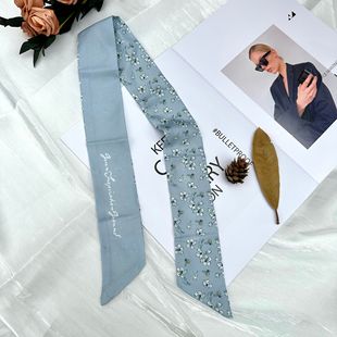 Beautiful long all-match silk scarf tie hair band Bow letter floral ribbon tie bag hand gift small silk scarf