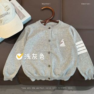 Autumn TB Boys and Girls Knitted Cardigan New Korean Style Outer Wear Academy Style Small Coat Cross-border Knitted Baby