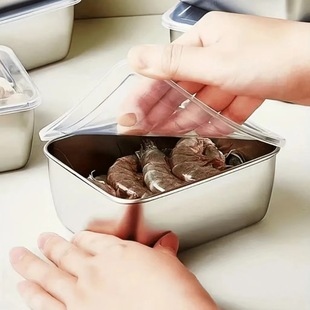 Stainless steel Japanese sealed packaging box with lid food grade fresh-keeping box square lunch box household commercial flavor box
