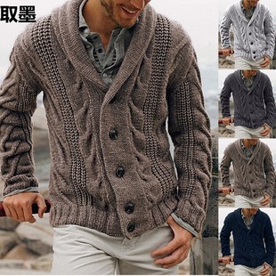 2023 European and American fashion men's autumn and winter new men's cardigan sweater tide base sweater plus size sweater men's coat
