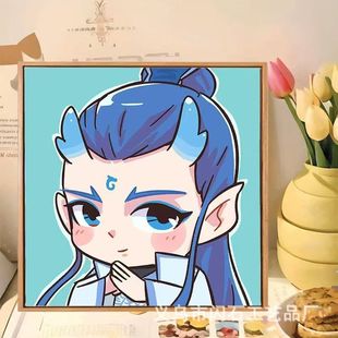 New Nezha Devil Boy Nao Hai diy Digital Oil Painting Hand-filled Hand-painted Oil Color Decorative Painting Cartoon Cute