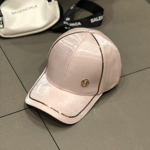 Hat Women's Korean-style Casual All-match M-Mark Mercerized Baseball Cap Spring and Summer Sun Hat Fashion Satin Cap Summer