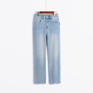 Play in all directions! Great-looking fresh blue jeans cropped baguette pants slim small straight pants straight legs 821