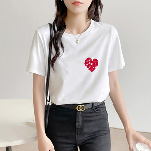 Short-sleeved T-shirt Women's Loose Korean Style Girly Style New Cartoon Printed Student T-shirt Instagram Style Women's Clothing Trendy