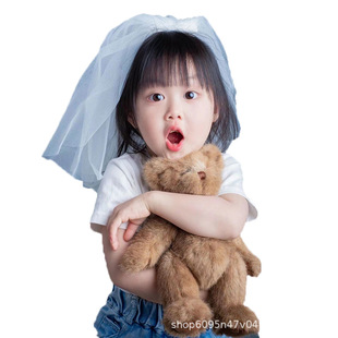 Veil Girl Baby Birthday Princess Photo Studio Photography Photo Props Kidsren's Kindergarten Headwear White Fluffy Gauze