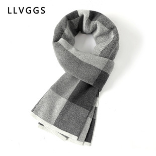 Spring 2024 New Cashmere Jacquard Knitted Scarf Warm Scarf Men's Simple Thickened Korean Style Scarf Wholesale