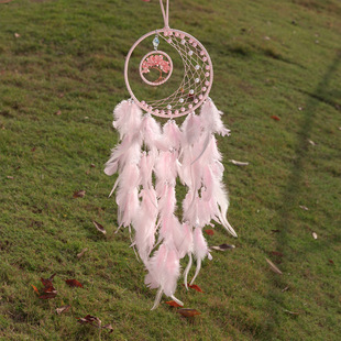 Girl's heart dream catcher ornaments wind chimes handmade diy material package feather woven pendant cute children's room decoration