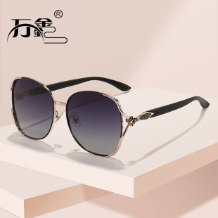 Women's sunglasses 2024 new European and American fashion personalized large frame polarized sunglasses Internet celebrity street shot sunglasses