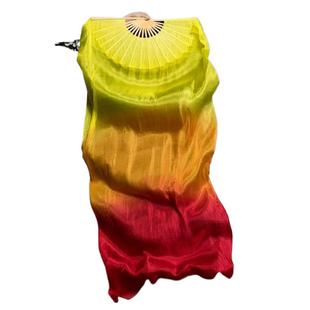 Explosions Dance Fan Dancing Fan Long Silk Fan Three-color Gradient Flame Fan Koi Copy Belly Dance Long Fan Square Dance